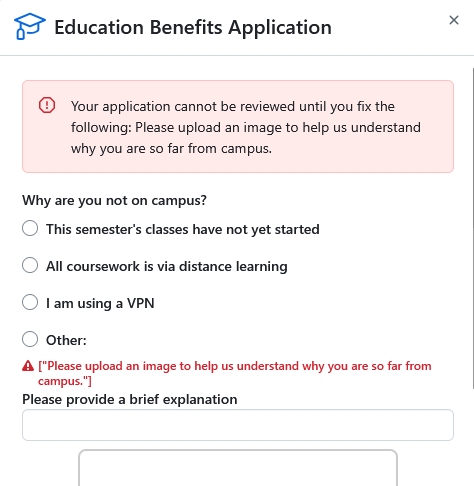 Why are you not on campus 錯誤畫面