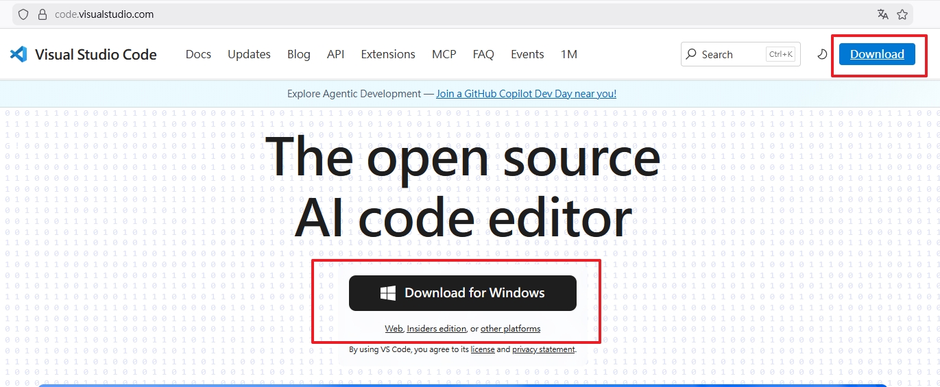 VS Code 官網下載頁面